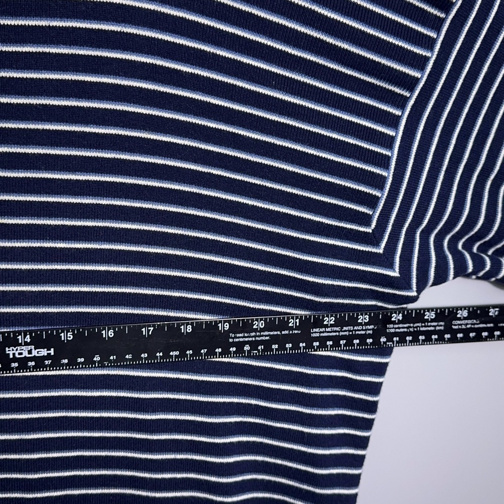 Polo Ralph Lauren Shirt Mens Size Large Striped Cotton Knit Navy Blue White - Picture 6 of 10